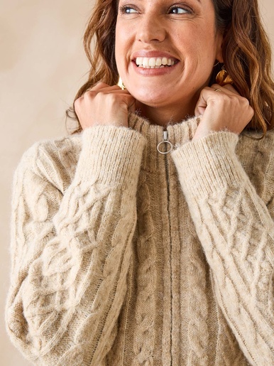 Gilet zippé col montant avec laine