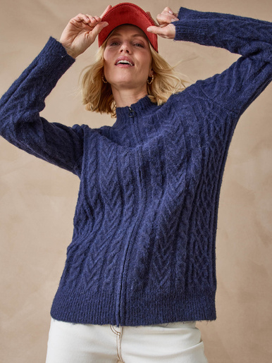 Gilet zippé col montant avec laine