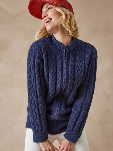 Gilet zippé col montant avec laine