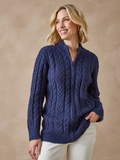 Gilet zippé col montant avec laine
