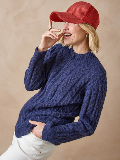 Gilet zippé col montant avec laine