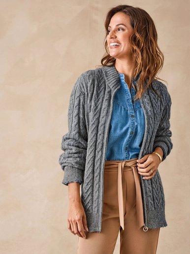 Gilet zippé col montant avec laine
