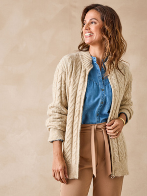 Gilet zippé col montant avec laine