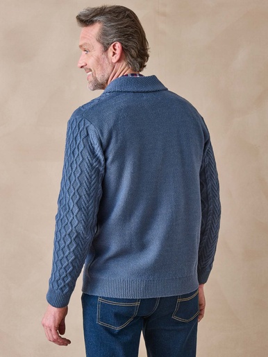 Gilet torsadé col châle avec laine