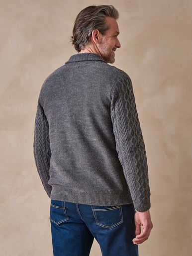Gilet torsadé col châle avec laine