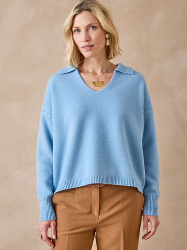 Pull col polo en pure laine