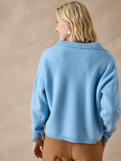 Pull col polo en pure laine