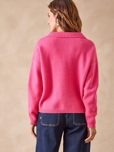 Pull col polo en pure laine