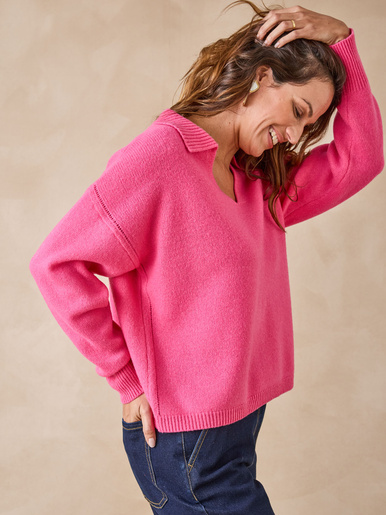 Pull col polo en pure laine