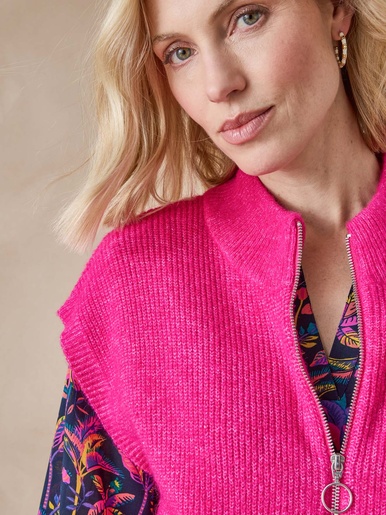 Gilet zippé sans manches côtes anglaises