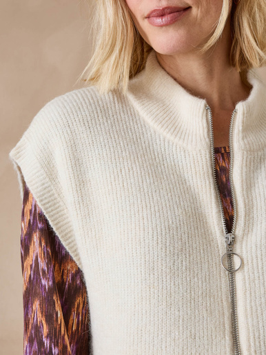 Gilet zippé sans manches côtes anglaises