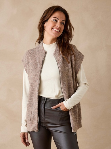 Gilet zippé sans manches côtes anglaises
