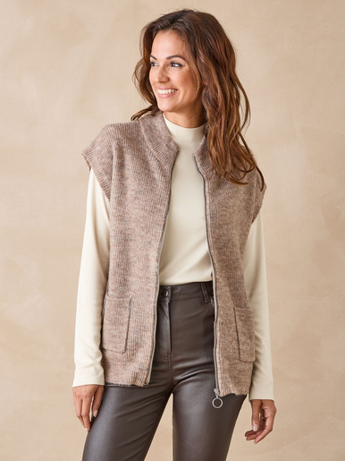 Gilet zippé sans manches côtes anglaises