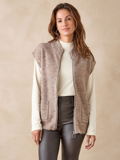 Gilet zippé sans manches côtes anglaises