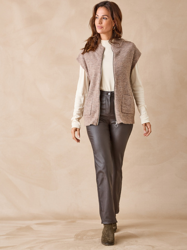 Gilet zippé sans manches côtes anglaises