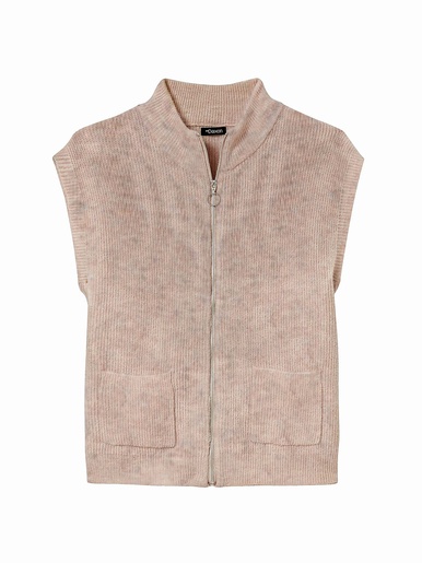 Gilet zippé sans manches côtes anglaises