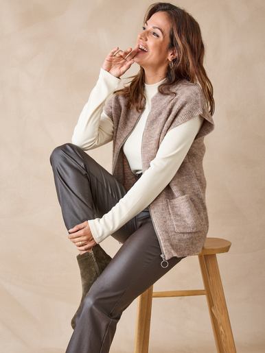 Gilet zippé sans manches côtes anglaises