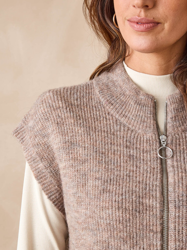 Gilet zippé sans manches côtes anglaises