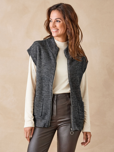 Gilet zippé sans manches côtes anglaises