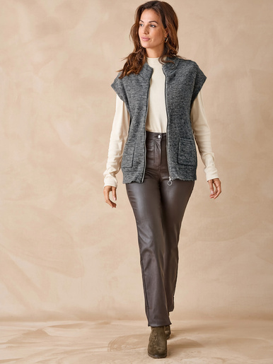 Gilet zippé sans manches côtes anglaises