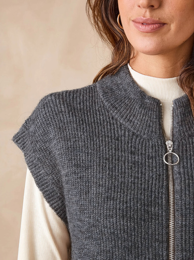 Gilet zippé sans manches côtes anglaises