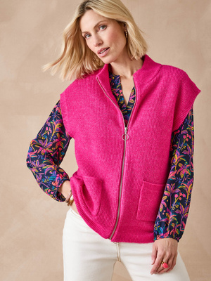 Gilet zippé sans manches côtes anglaises