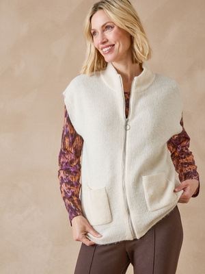 Gilet zippé sans manches côtes anglaises