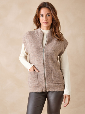 Gilet zippé sans manches côtes anglaises