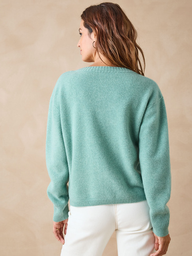 Cardigan en pure laine - Daxon - Vert d eau