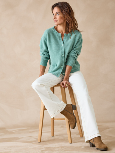 Cardigan en pure laine - Daxon - Vert d eau