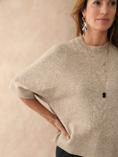 Pull manches courtes avec laine