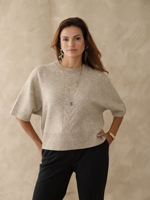 Pull manches courtes avec laine