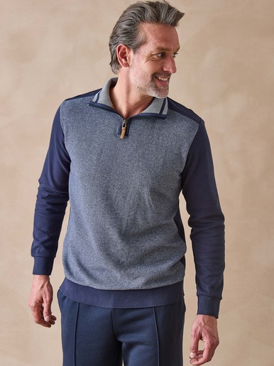 Sweat-shirt col montant zippé - Daxon - Marine