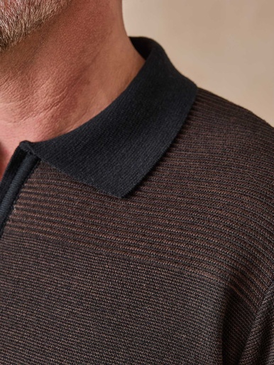 Pull col polo zippé avec laine