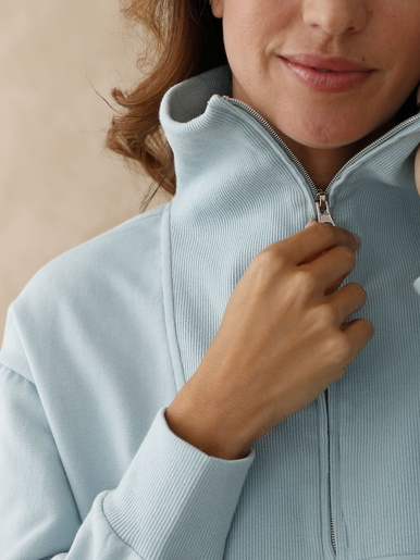 Sweat-shirt col camionneur zippé