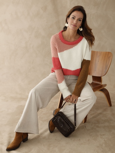 Pull jersey intarsia - Daxon - Multicolore
