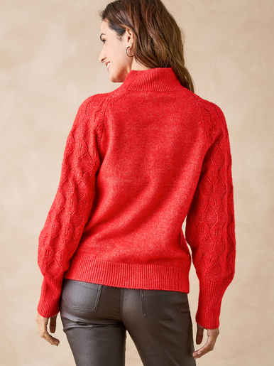 Pull col montant manches fantaisie