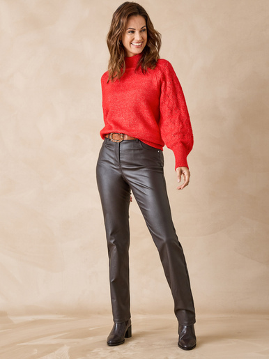 Pull col montant manches fantaisie