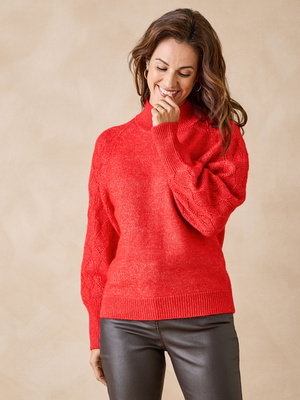 Pull col montant manches fantaisie