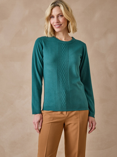 Pull jeux de mailles et torsades - Daxon - Emeraude