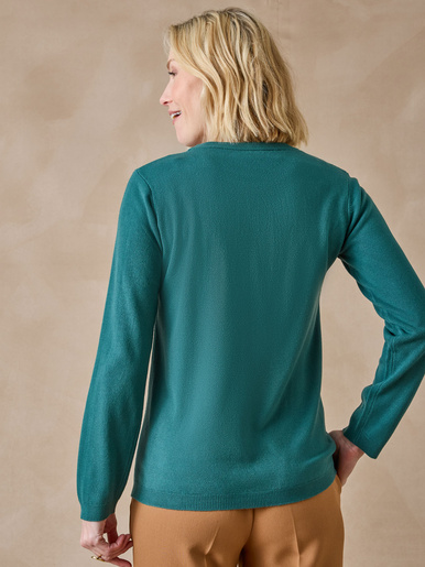 Pull jeux de mailles et torsades - Daxon - Emeraude