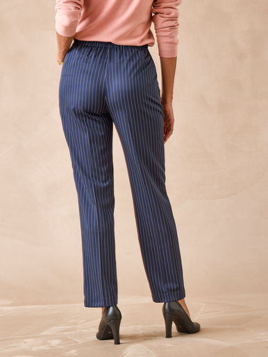Pantalon 7/8ème élastiqué - Daxon - Marine rayé