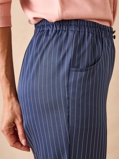 Pantalon 7/8ème élastiqué - Daxon - Marine rayé