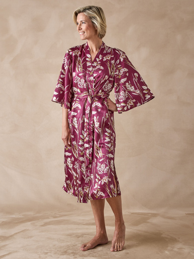 Peignoir kimono en satin - Daxon - Imp. figue