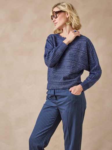 Pull point fantaisie avec laine - Daxon - Marine