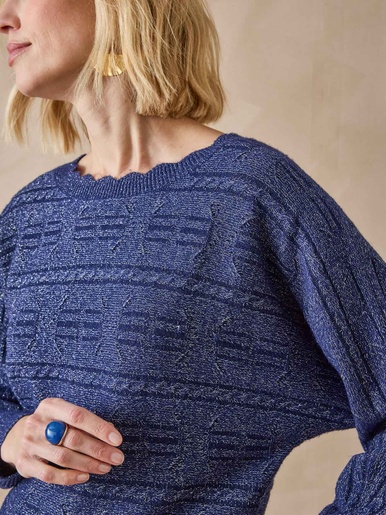 Pull point fantaisie avec laine - Daxon - Marine
