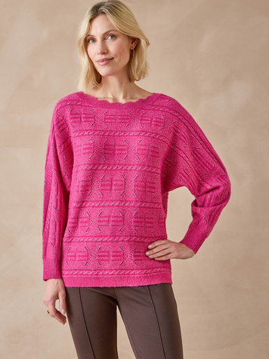 Pull point fantaisie avec laine - Daxon - Fuchsia