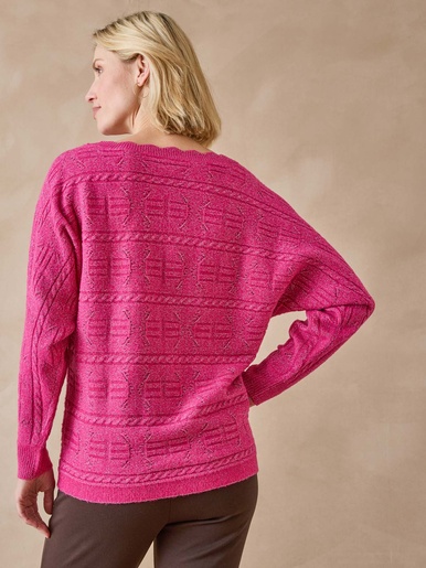 Pull point fantaisie avec laine - Daxon - Fuchsia