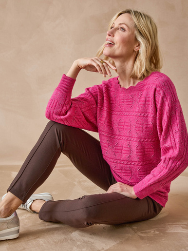 Pull point fantaisie avec laine - Daxon - Fuchsia
