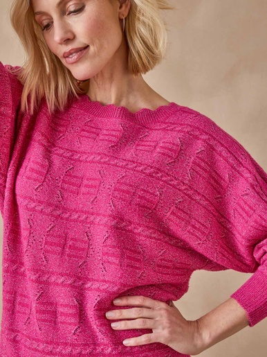 Pull point fantaisie avec laine - Daxon - Fuchsia